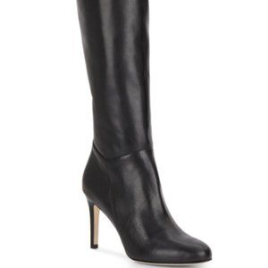 Saks 5th Ave Boots Black Leather Knee High Zip